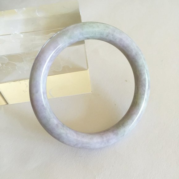 GIA Certified Light Purple Natural Jade Round Bangle Bracelet 58mm - Picture 1 of 6